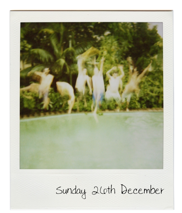 Hello Sunday Polaroid of Backyard Swimming