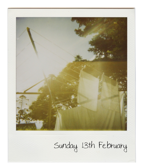 A Hello Sunday Polaroid of Washing Drying on the Line